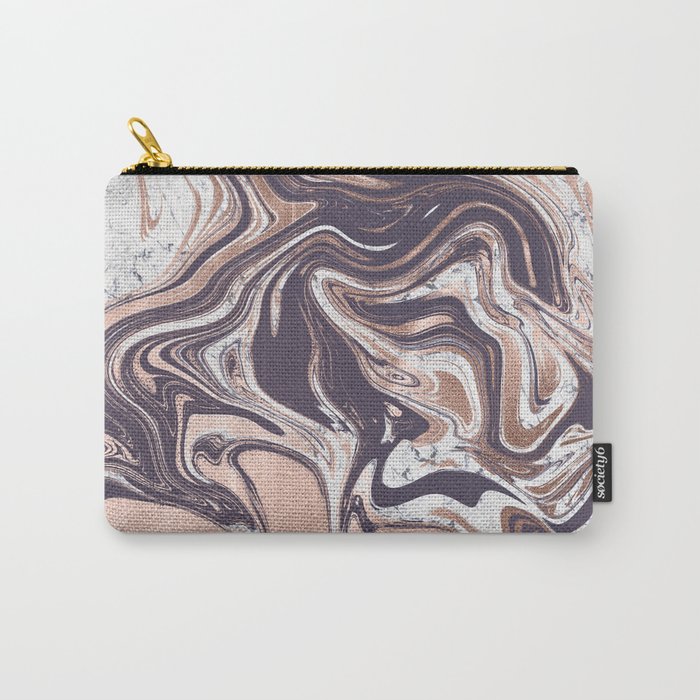 Liquid Rose Gold Violet and Marble Carry All Pouch Gallery Image 1