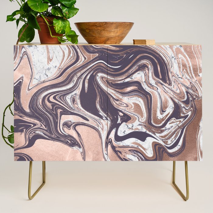 Liquid Rose Gold Violet and Marble Credenza Gallery Image 1