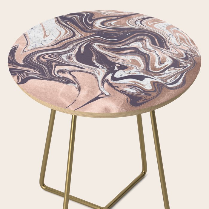 Liquid Rose Gold Violet and Marble Side Table Gallery Image 2