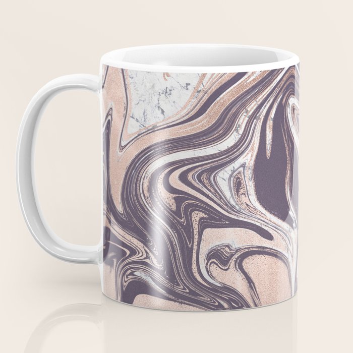 Liquid Rose Gold Violet and Marble Coffee Mug Gallery Image 3