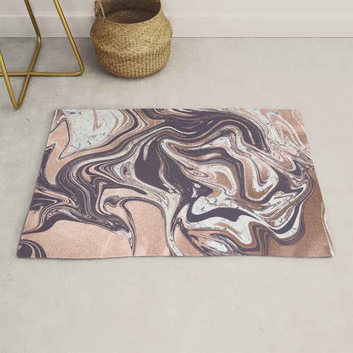Liquid Rose Gold Violet and Marble Rug Gallery Image 1