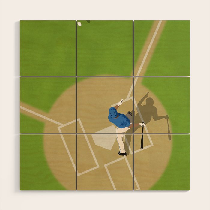 Baseball Player From Above  Wood Wall Art Gallery Image 1