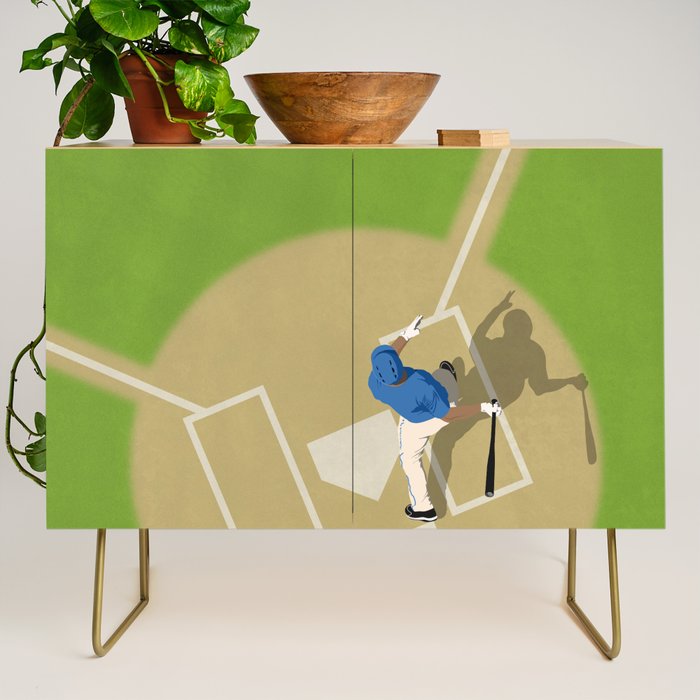 Baseball Player From Above  Credenza Gallery Image 1