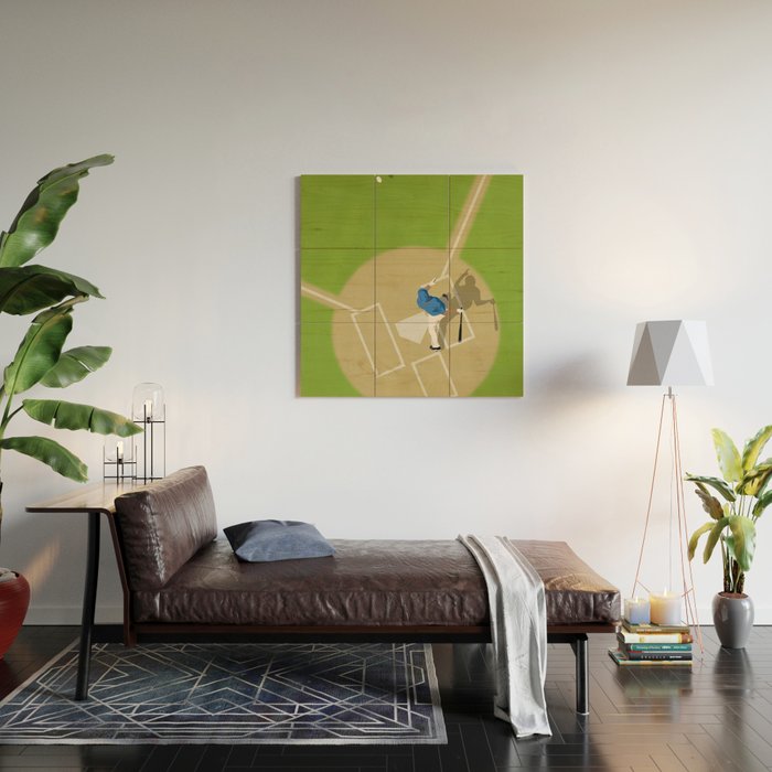 Baseball Player From Above  Wood Wall Art Gallery Image 2