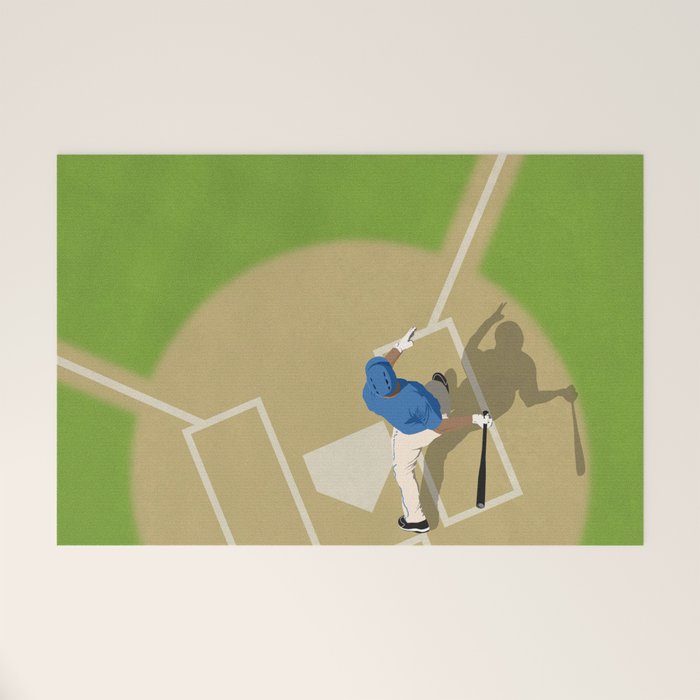Baseball Player From Above Welcome Mat