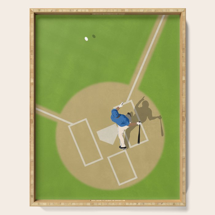 Baseball Player From Above  Serving Tray Gallery Image 1