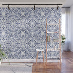 Leaves indigo fantasy tiled 4 Wall Mural Gallery Image 1
