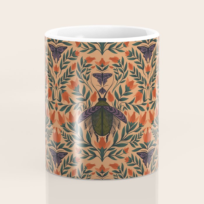 Beetle and Butterfly Botanical Design Coffee Mug Gallery Image 4