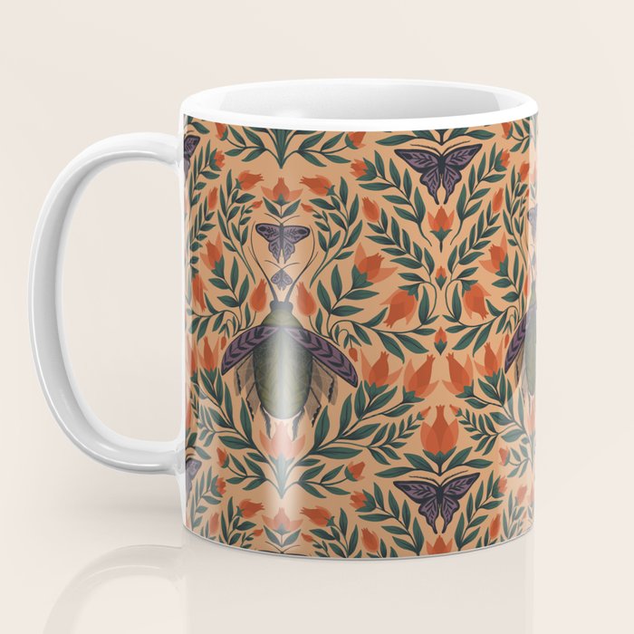 Beetle and Butterfly Botanical Design Coffee Mug Gallery Image 3