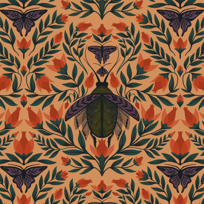 Beetle and Butterfly Botanical Design Coffee Mug Gallery Image 2