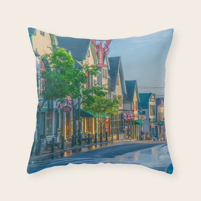 Bar Harbor Maine Main Street Dawn Print Throw Pillow Gallery Image 1