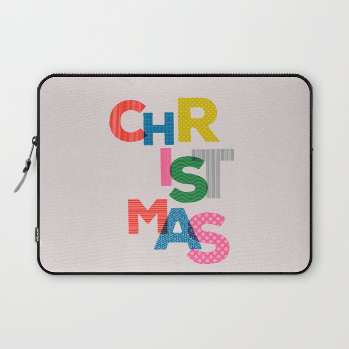Christmas colorful typography Laptop Sleeve Gallery Image 1