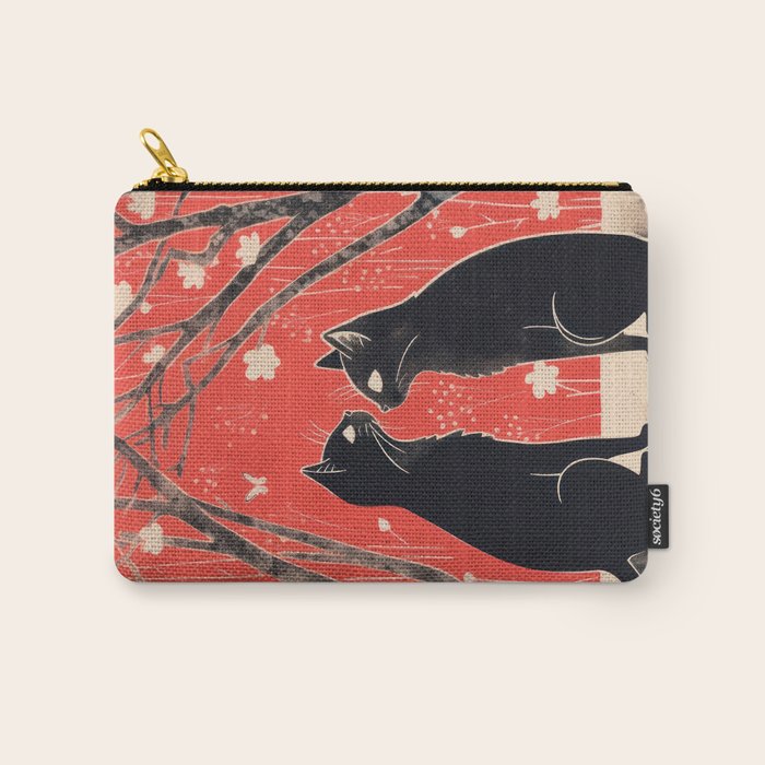 Forest Blossom Black Cat Pair Carry All Pouch Gallery Image 1