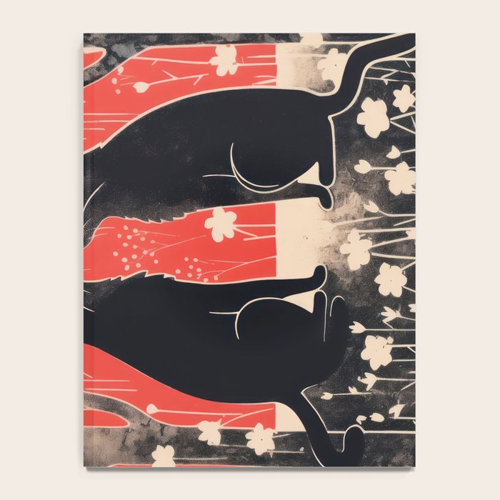 Forest Blossom Black Cat Pair Notebook Gallery Image 4