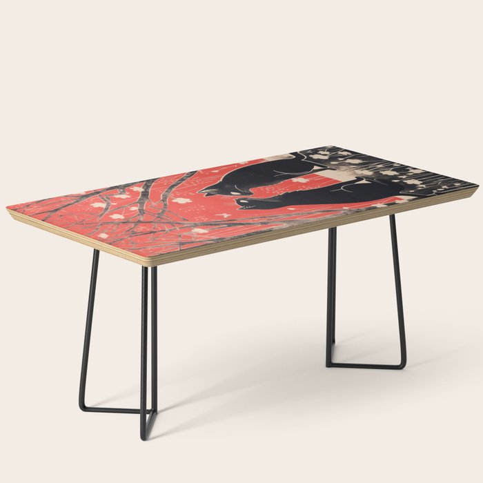 Forest Blossom Black Cat Pair Coffee Table Gallery Image 1