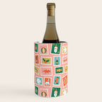 Vintage christmas postage stamp sticker pattern Wine Chiller Gallery Image 1