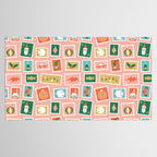 Vintage christmas postage stamp sticker pattern Tablecloth Gallery Image 2