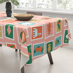 Vintage christmas postage stamp sticker pattern Tablecloth Gallery Image 3