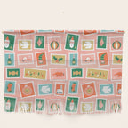 Vintage christmas postage stamp sticker pattern Wall Hanging Gallery Image 1