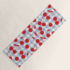 Red Cherries & Baby Blue Gingham Yoga Mat Gallery Image 1