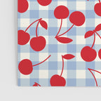 Red Cherries & Baby Blue Gingham Poster Gallery Image 3