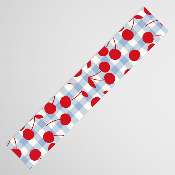 Red Cherries & Baby Blue Gingham Table Runner Gallery Image 3