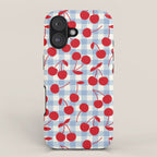 Red Cherries & Baby Blue Gingham iPhone Case Gallery Image 1