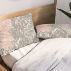 Floral Dahlias, Blush Pink, Gray, White Pillow Sham Gallery Image 2