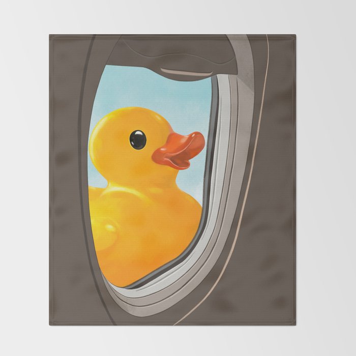 Hello! Yellow Duck Throw Blanket Gallery Image 2
