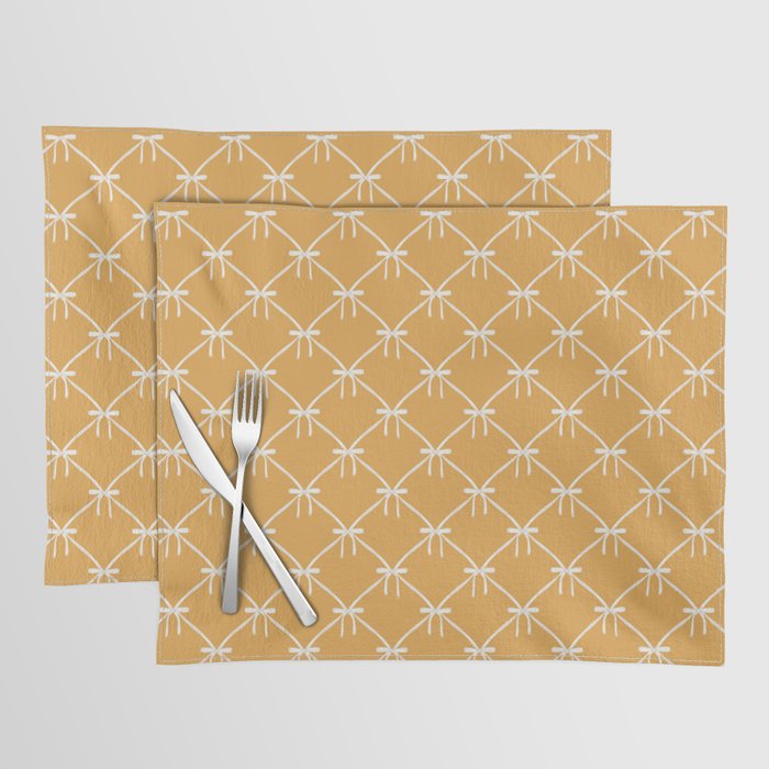 Bows & Ribbons Pattern XIX Peach Orange Placemat Gallery Image 1