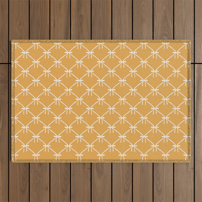 Bows & Ribbons Pattern XIX Peach Orange Outdoor Rug Gallery Image 1