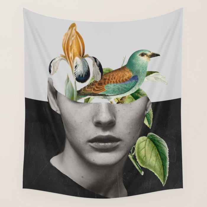 collage art / bird 2 Wall Tapestry Gallery Image 1