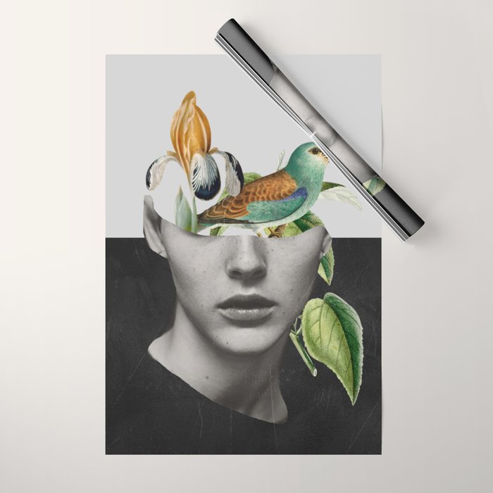 collage art / bird 2 Wrapping Paper Gallery Image 1
