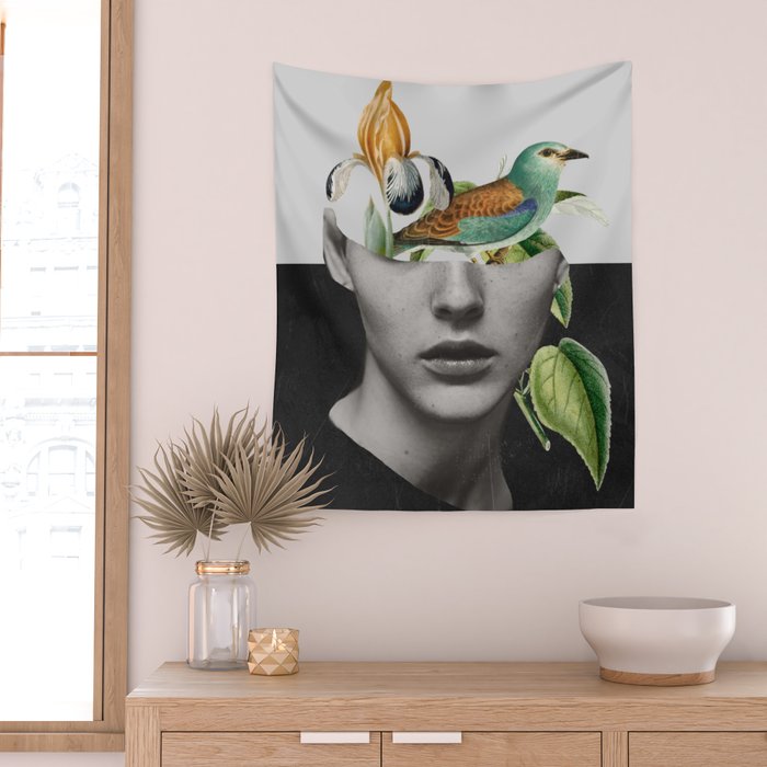 collage art / bird 2 Wall Tapestry Gallery Image 2