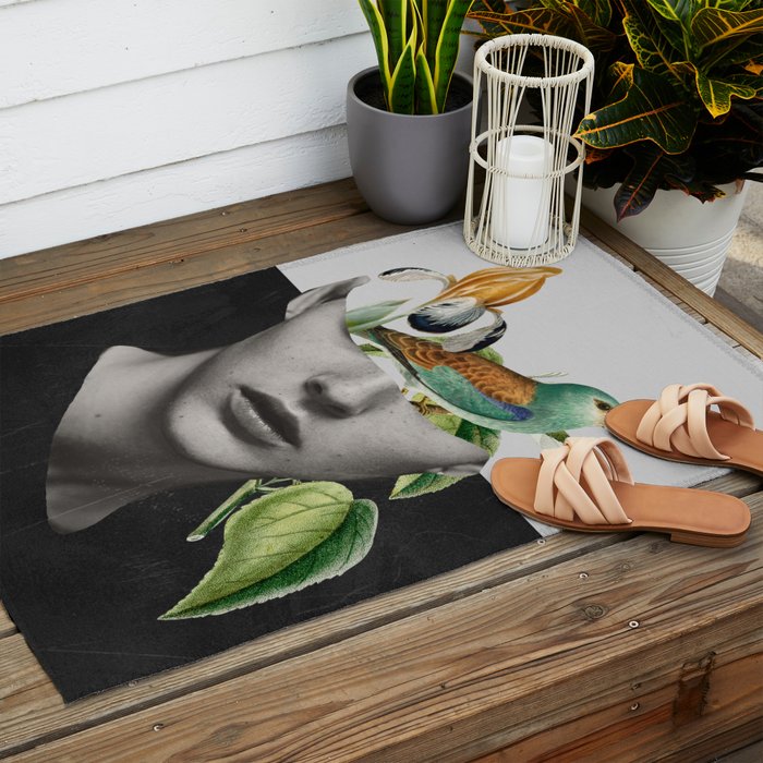 collage art / bird 2 Outdoor Rug Gallery Image 2