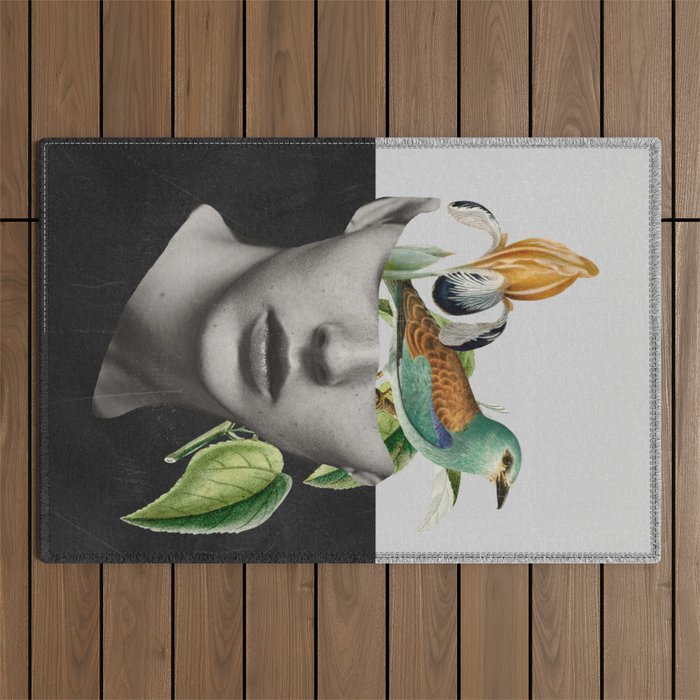 collage art / bird 2 Outdoor Rug Gallery Image 1