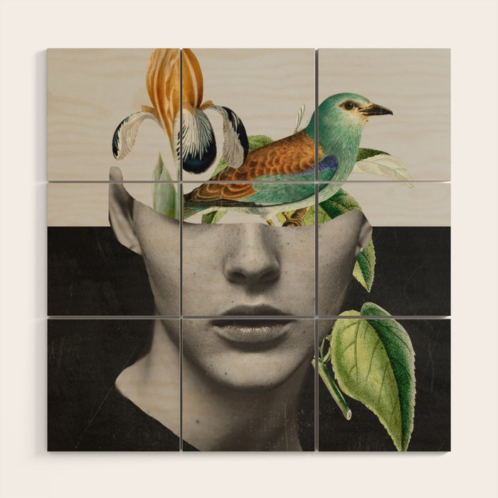 collage art / bird 2 Wood Wall Art Gallery Image 1