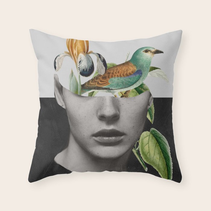 collage art / bird 2 Throw Pillow Gallery Image 6