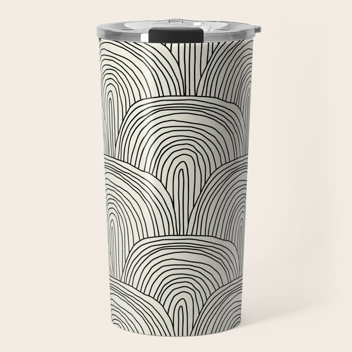 Boho Rainbows in Black and White Travel Mug Gallery Image 1