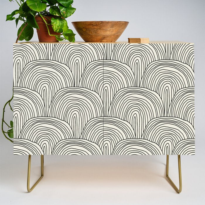 Boho Rainbows in Black and White Credenza Gallery Image 1