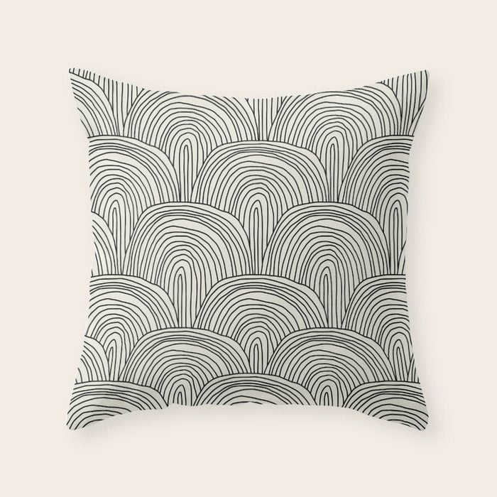 Boho Rainbows in Black and White Throw Pillow Gallery Image 1