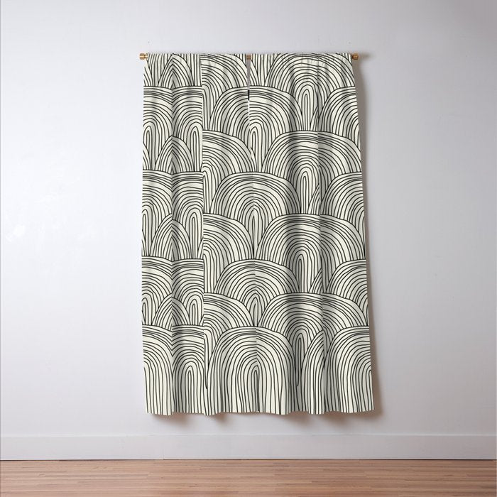Boho Rainbows in Black and White Window Curtain Gallery Image 3