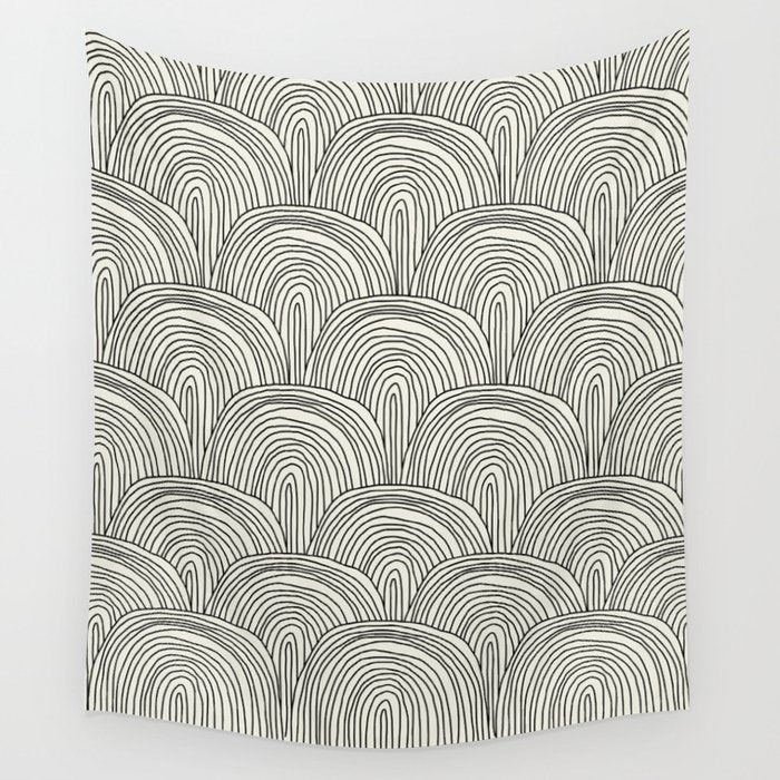 Boho Rainbows in Black and White Wall Tapestry Gallery Image 4