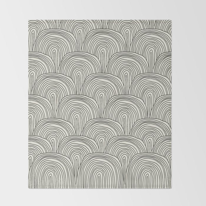 Boho Rainbows in Black and White Throw Blanket Gallery Image 2
