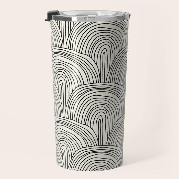 Boho Rainbows in Black and White Travel Mug Gallery Image 3