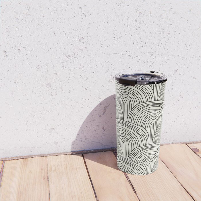 Boho Rainbows in Black and White Travel Mug Gallery Image 4