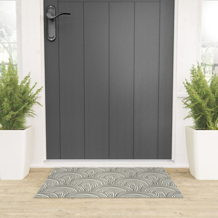 Boho Rainbows in Black and White Welcome Mat Gallery Image 3