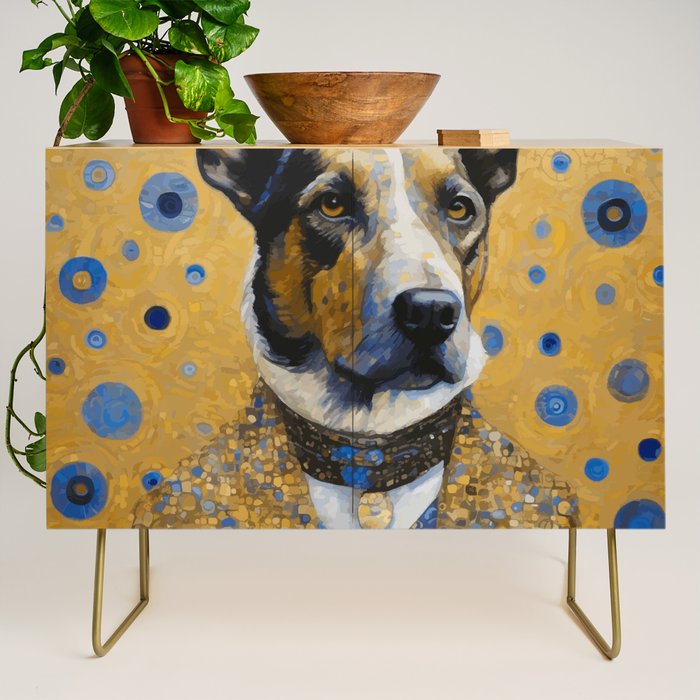 Gustav Klimt Style Distinguished Dog with Gold Medal Credenza Gallery Image 1