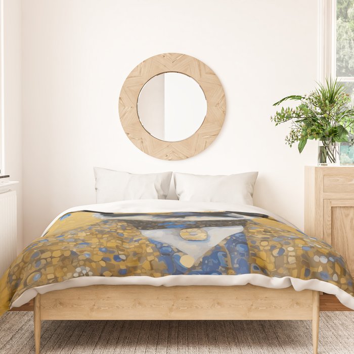 Gustav Klimt Style Distinguished Dog with Gold Medal Duvet Cover Gallery Image 3