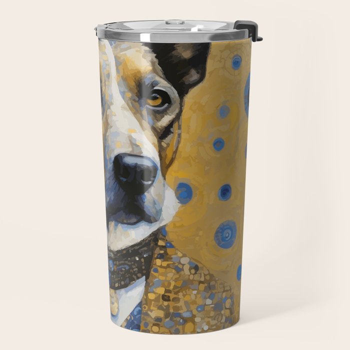 Gustav Klimt Style Distinguished Dog with Gold Medal Travel Mug Gallery Image 2